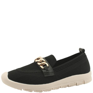  Knitwear Spandex chain soft slip-on loafers black