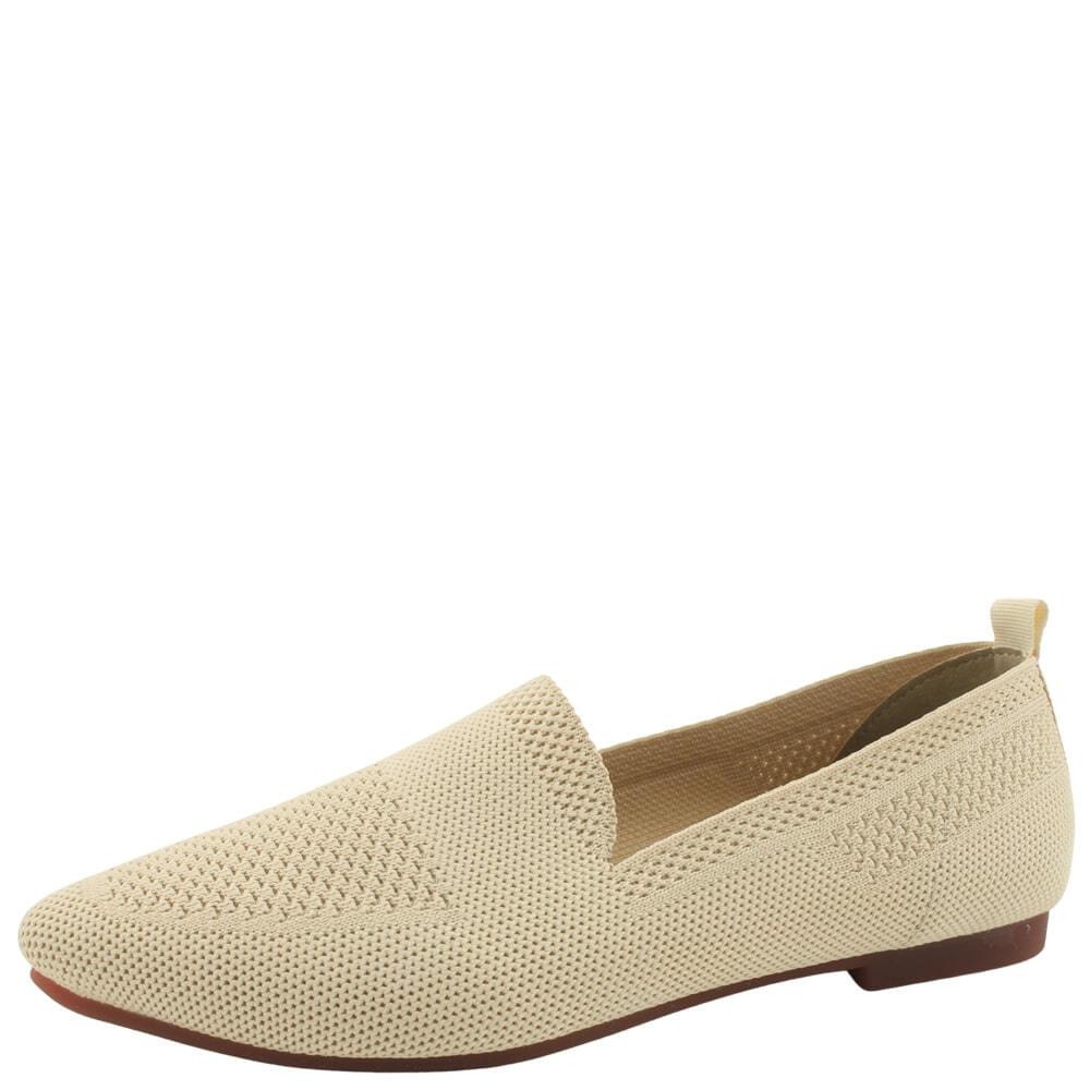 Nice Spandex stiletto soft flat shoes beige