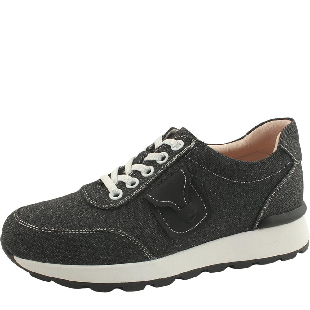 Denim banding lace-up sneakers black