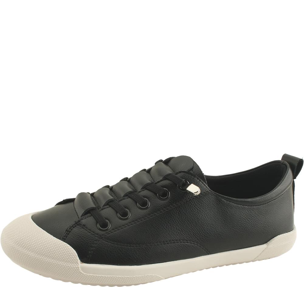Cowhide banding strap low top sneakers black