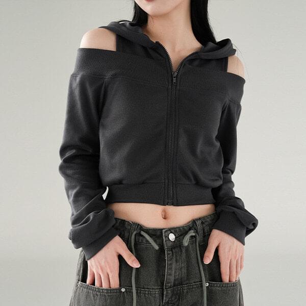 Zedder slit hooded zip-up