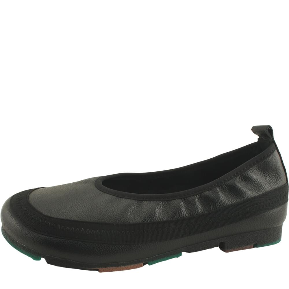 Cowhide two-tone banding cushion flat shoes black