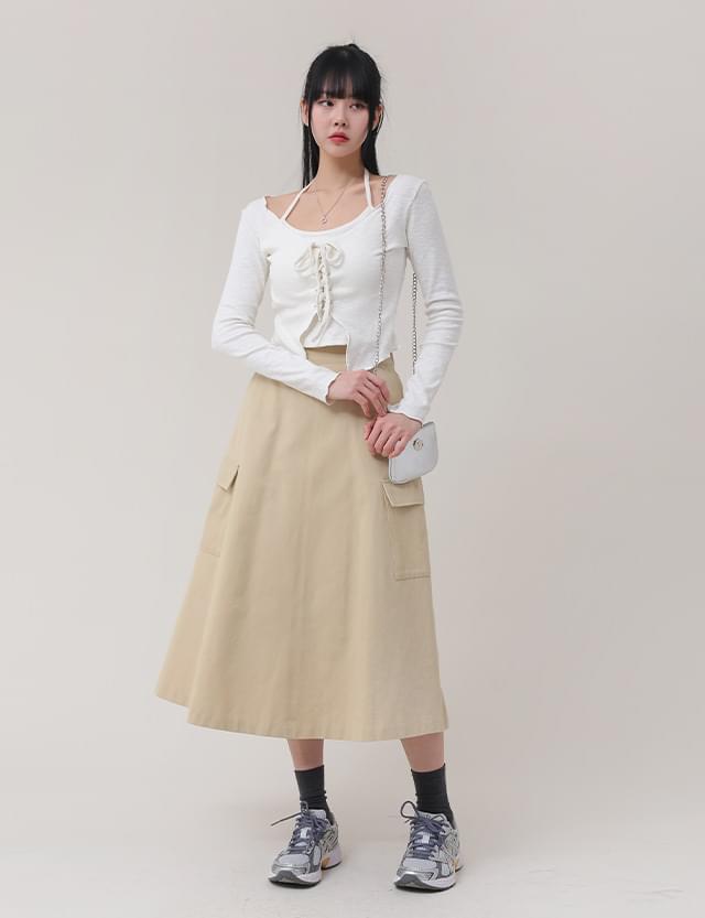 Musual Cargo Long Back Banding Skirt 74133