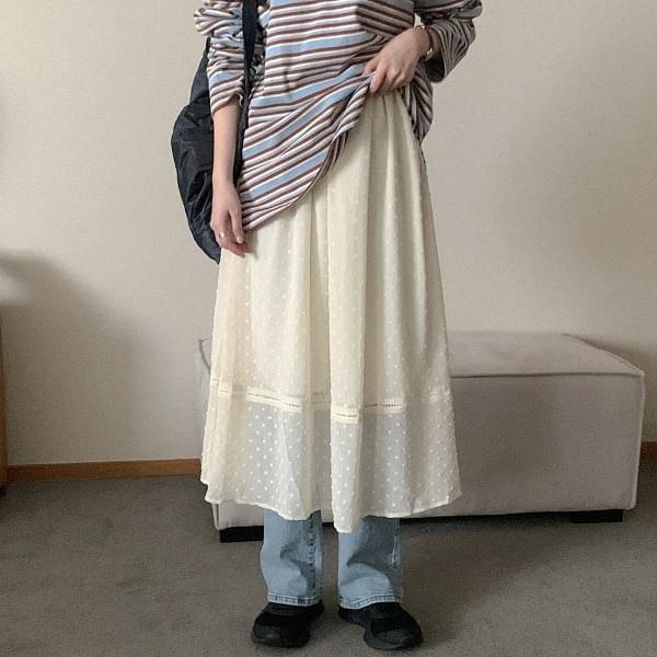 Bilberti chiffon dot long skirt