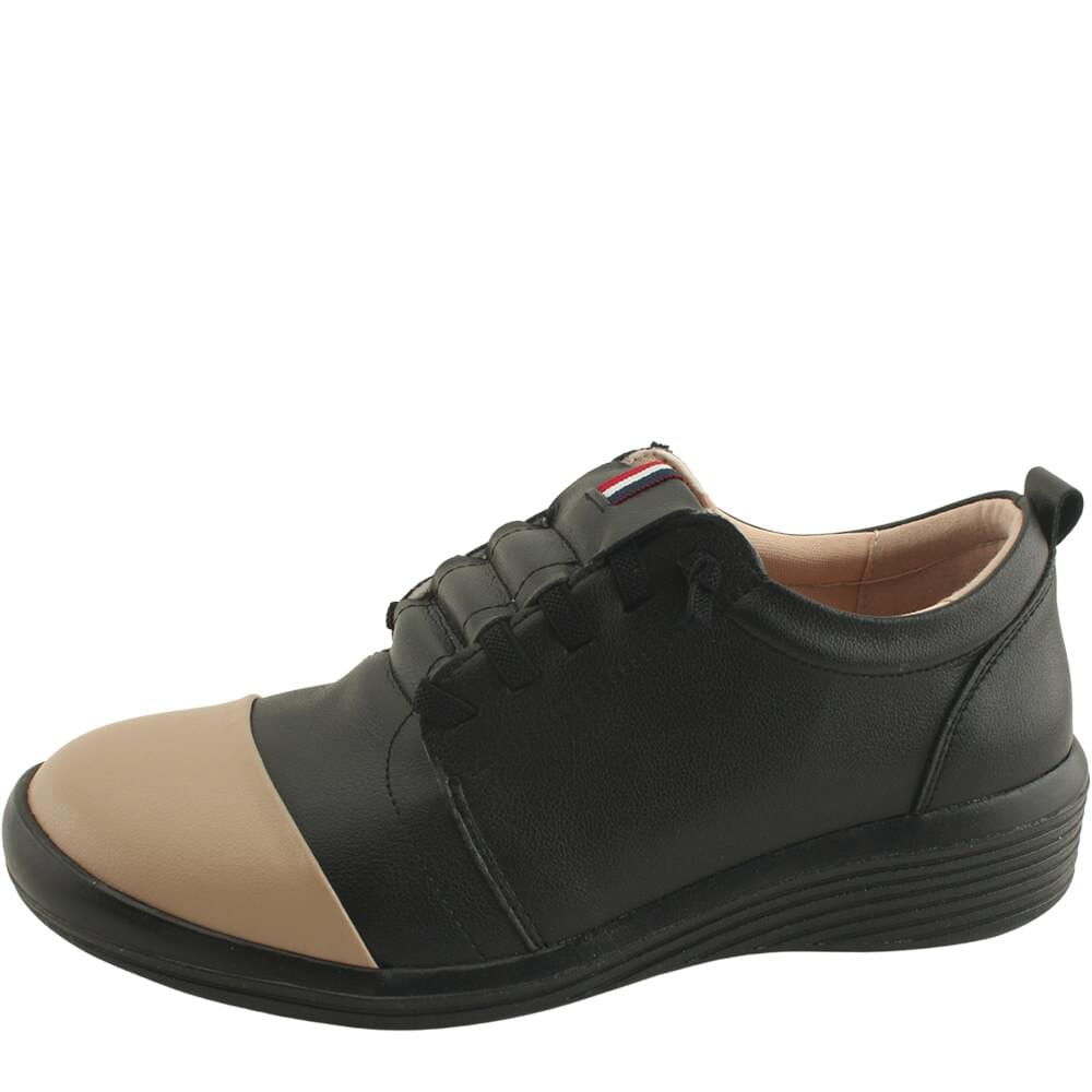 Cowhide three-stripe two-tone shoes loafers 4cm black