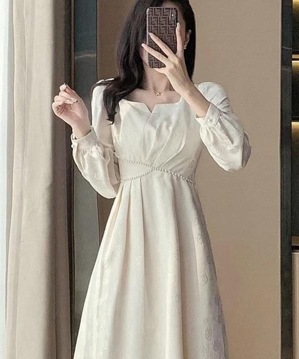 Lanju slit pearl flare long Dress