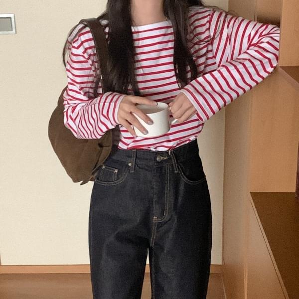 Ireko cotton Striped long sleeve t-shirt
