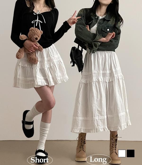 Hey Lovely Banding Frill Flare Cancan Skirt 裙子