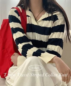 天保ツイストストライプニット
