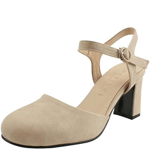 Domestic production round toe Mary Jane slingback high heel 7cm beige
