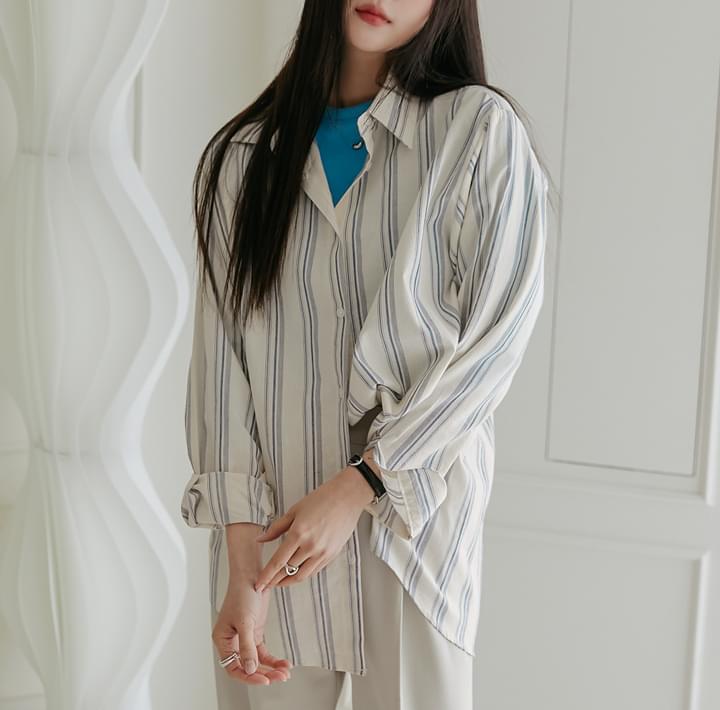 Boxy Fit Unbalanced Stripe Shirt