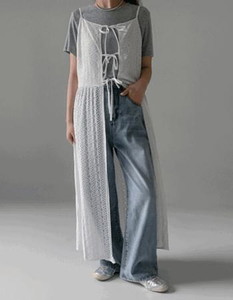 Layered ribbon long Dress