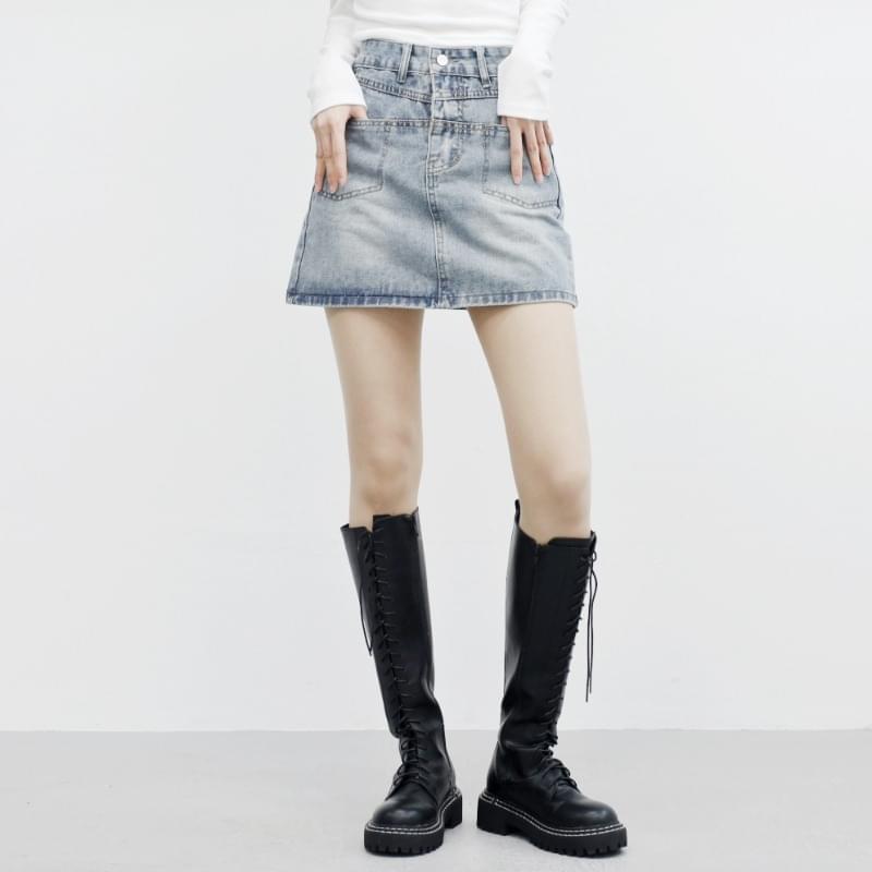 Keffin Denim Mini Skirt