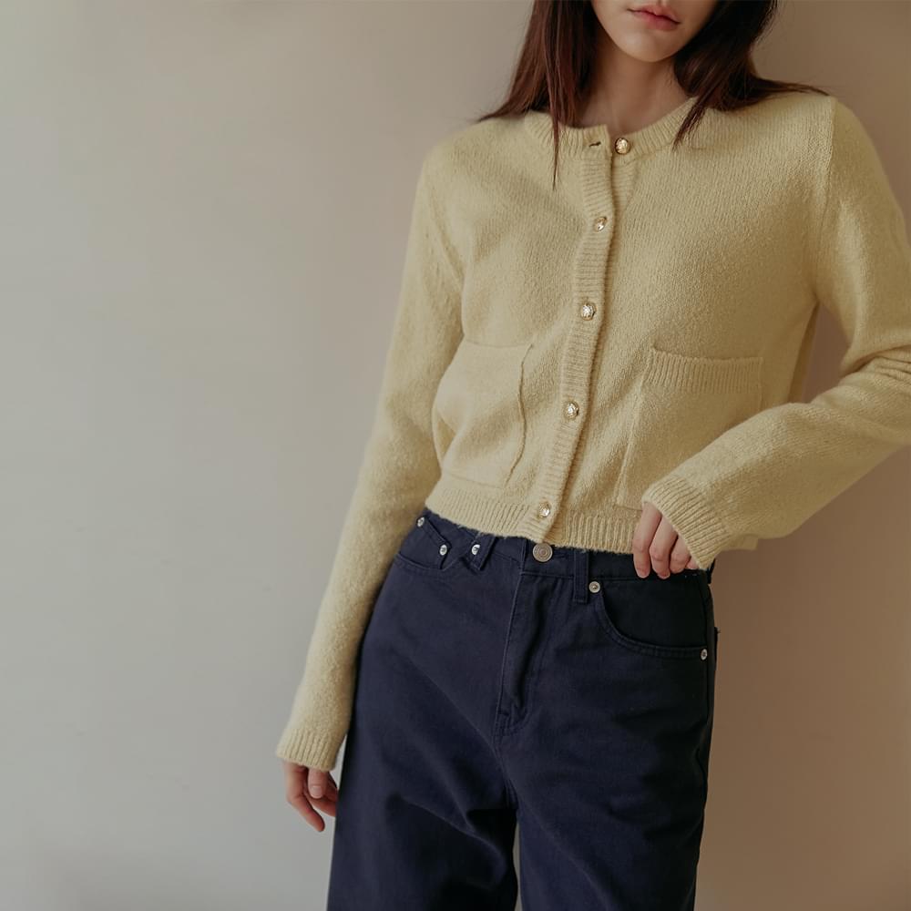 Delia gold button pocket knit cardigan