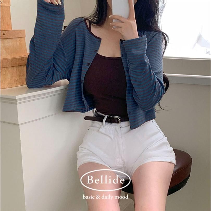 Dito Striped Sleeveless Cardigan Set 开襟衫