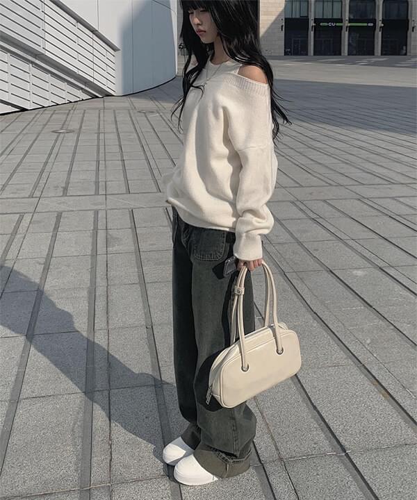 Fev Faded wide denim pants