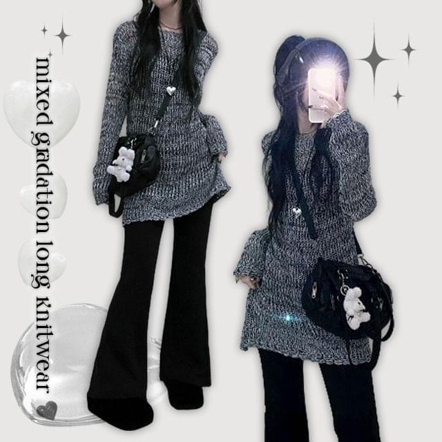 Formal Mix Bokashi Layered Long Knitwear