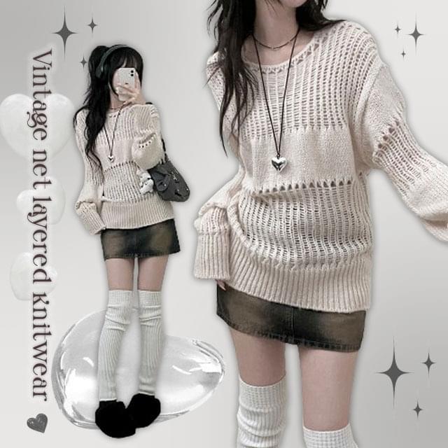 Bale Square Net Layered Knitwear