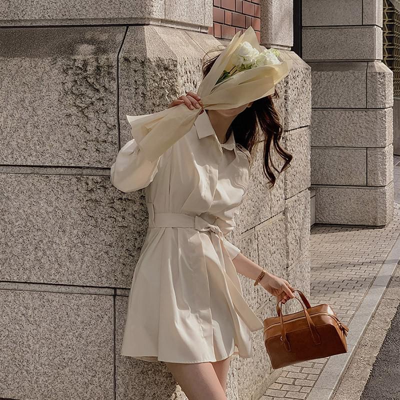 Delvain trench pleated mini Dress