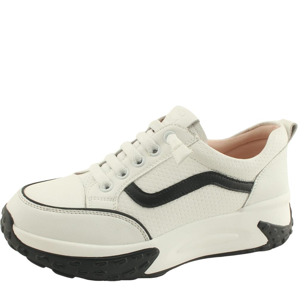 牛皮休閒日常亮片綁帶白色運動鞋