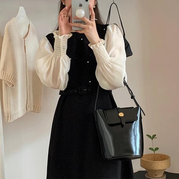 Kokir pearl fake layered long Dress - op29190 (Ships Today)