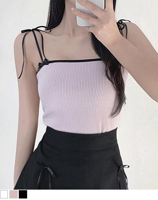 Dain Ribbon Ribbed Strap Sleeveless 