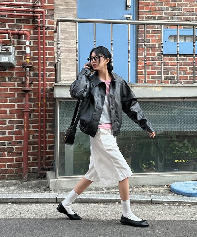 Speak back banding pin tuck half pants