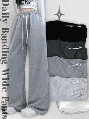 Training date wide long banding pants