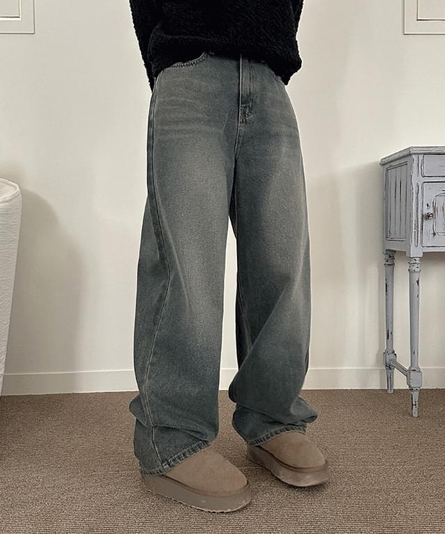 Coachelle Fleece-lined wide brush denim pants