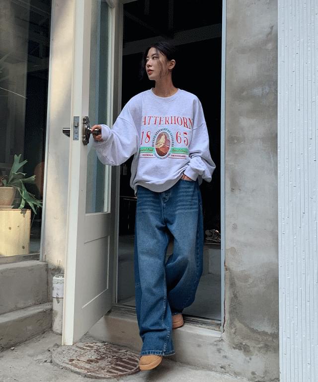 Arotz lettering print overfit Sweatshirt - 3 colors