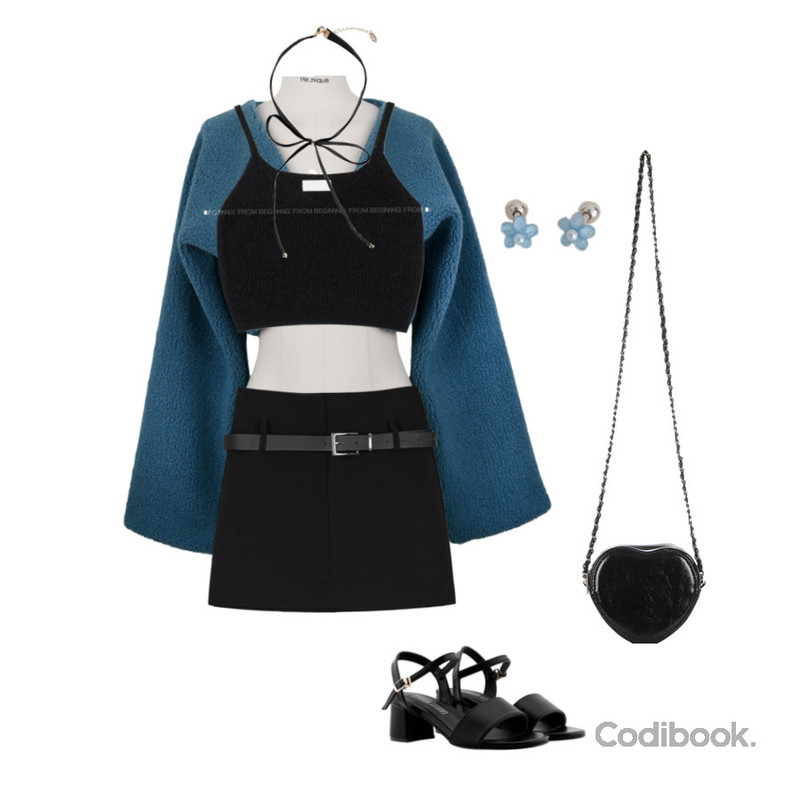 lavenir (silver925) brisk piercing - (one piece) ,porterna 쥬이 리본 네크리스,henique 샤네린 볼레로 자켓 -4 color등을 매치한 코디