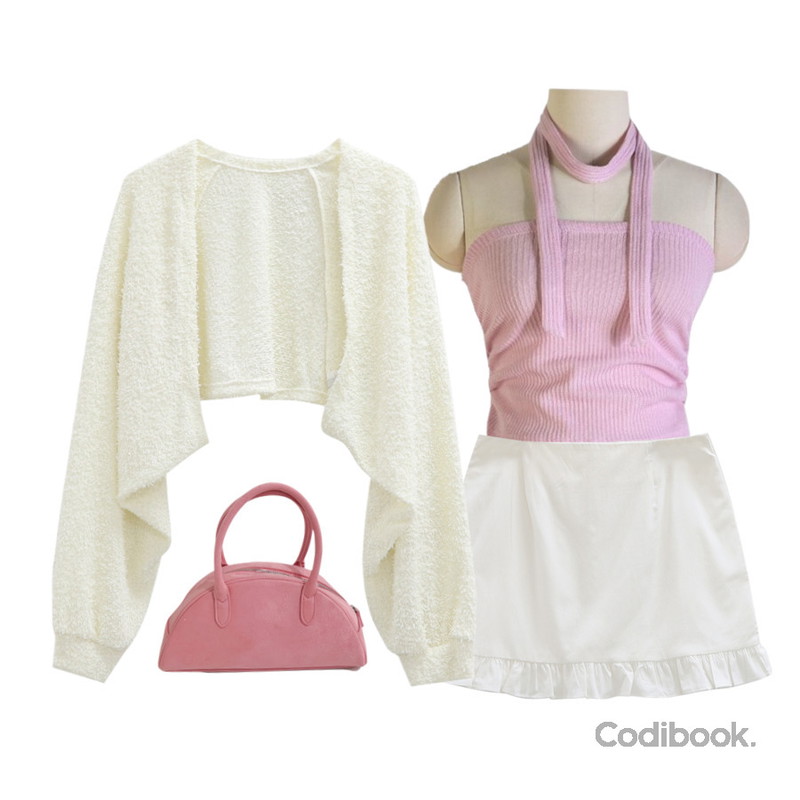 byclothes 센느 스웨이드 반달bag,dangosister 키릴탑초커SET(4c) 초커머플러세트 뷔스티에세트 셔링뷔스티에 셔링탑 셔링나시 슬리브리스 머플러뷔스티에 니트뷔스티에,WONLOG 코너 부클 볼레로등을 매치한 코디