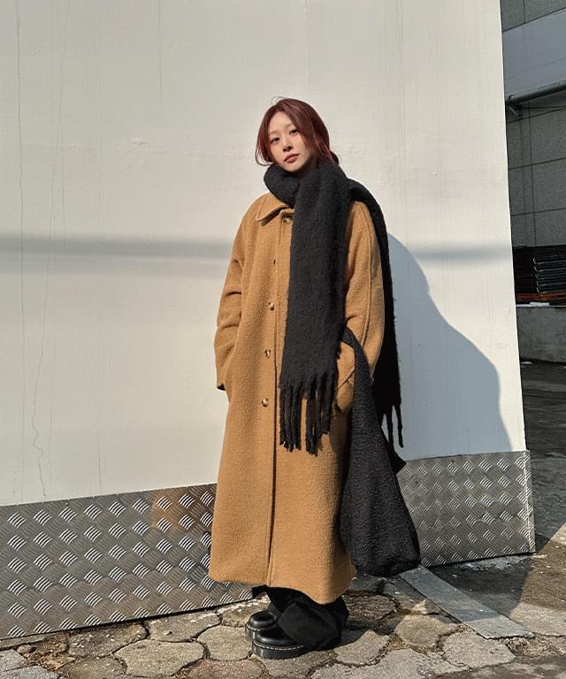 Caramel Boucle Wool Balmacan Coat - 2 colors