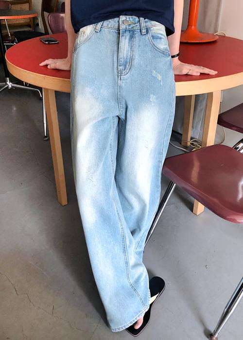 ダメージウォッシュワイドデニムパンツ