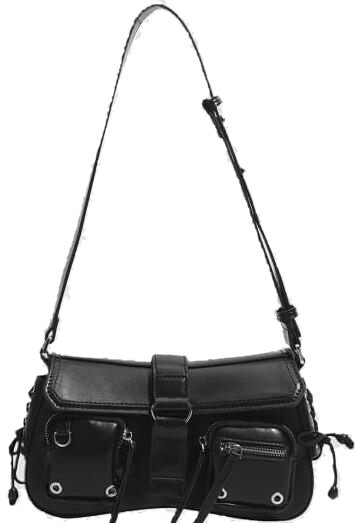 Rouzen eyelet strap leather zipper two-way shoulder cross bag