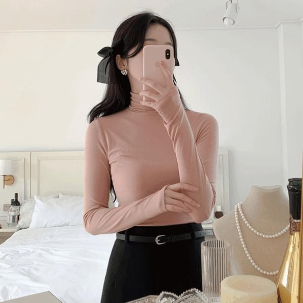 Pastel rayon warmer Turtleneck T-shirt worn every year P000BKVR