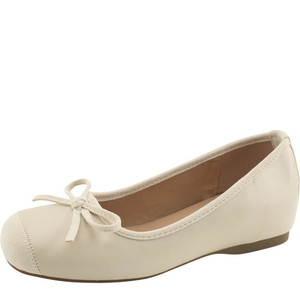 Ribbon height-raising high heel wedge flat shoes 4cm beige