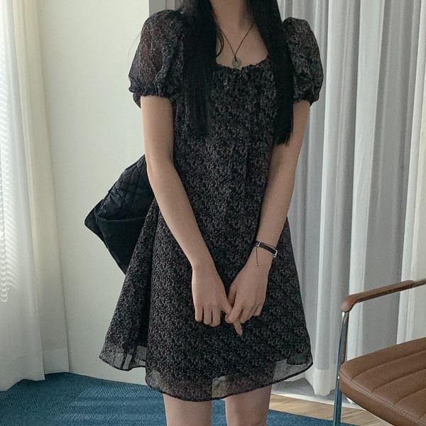 하이벤 쉬폰 플라워 미니원피스