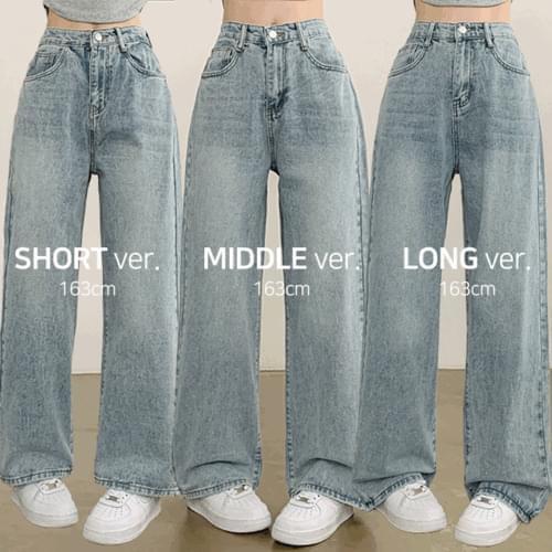 Spring clothes*, Caper high waist Faded wide denim pants 牛仔裤
