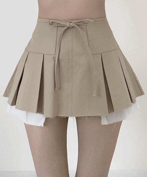 カージリボンプリーツミニスカート