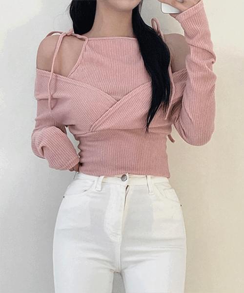 Uclew Wrap String Long Sleeve Knitwear Tee