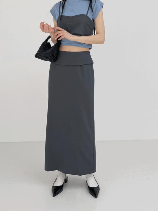 Rev layered H-line long skirt