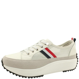 Cowhide Cool Mesh Mesh Three Stripes Sneakers White