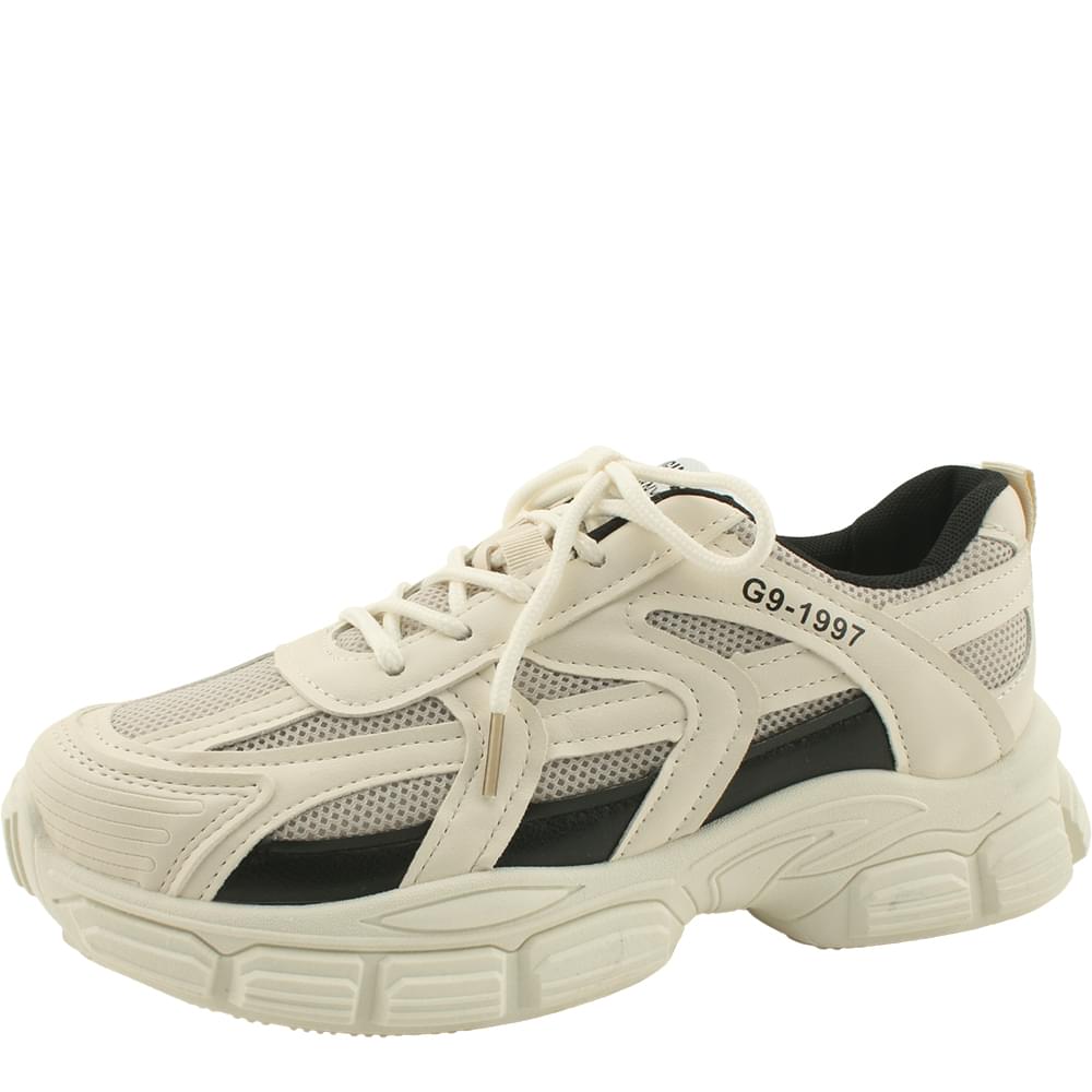 Trendy mesh sporty two-tone sneakers 5cm beige