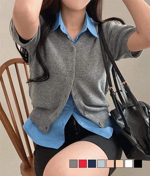 Royzel V- V-Neck short sleeve Knitwear cardigan 开襟衫