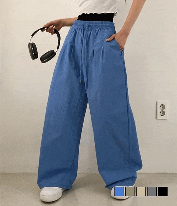 Unique mood, lost rustling plain parachute wide banding pants
