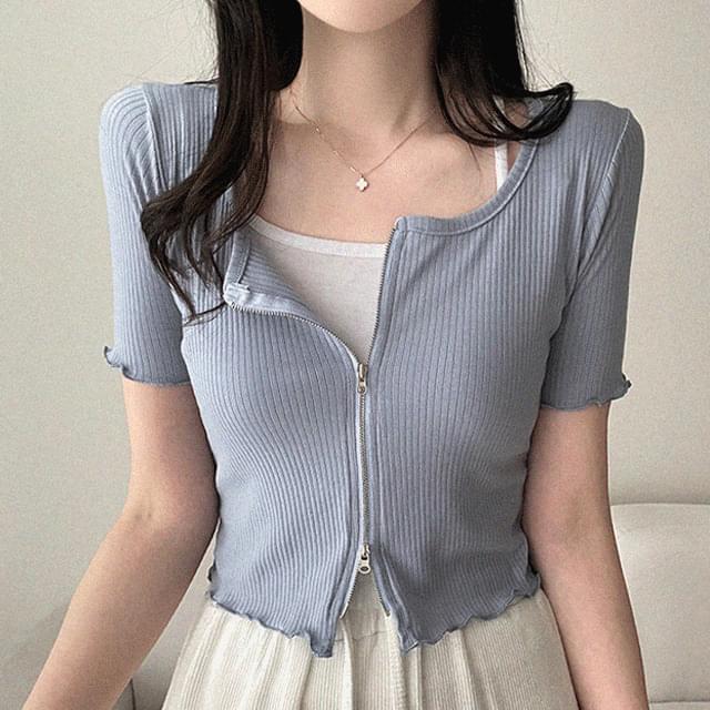 Terry two-way Ribbed zip-up 5 colors