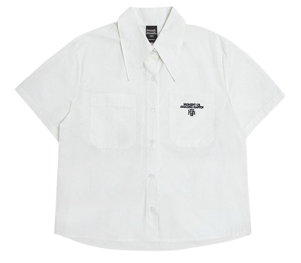 Logo point pocket half shirt