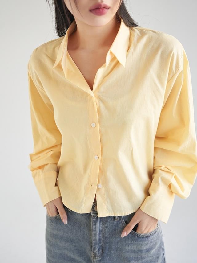 Big size 55-88 Tyren Basic Crop Long Sleeve Shirt Shirt Rainy Season Look