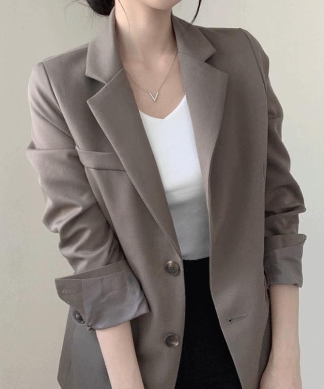 Long ver. Ace sleeve team natural fit basic two button jacket